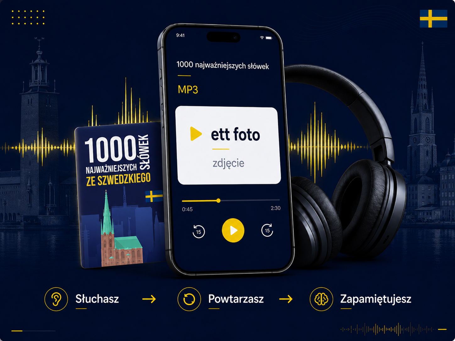 1000 słów po szwedzku w formie MP3 - słuchaj w domu, w drodze i na spacerze