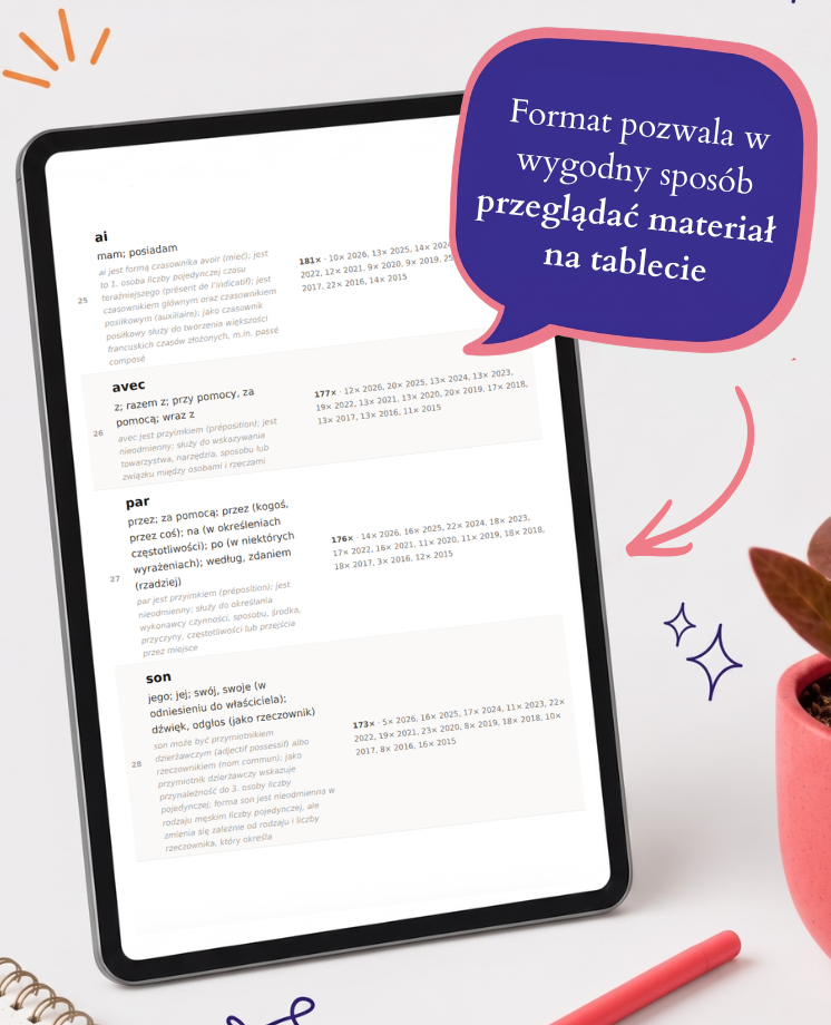 503 najczęściej powtarzające się słówka na maturze z francuskiego (poziom podstawowy)
