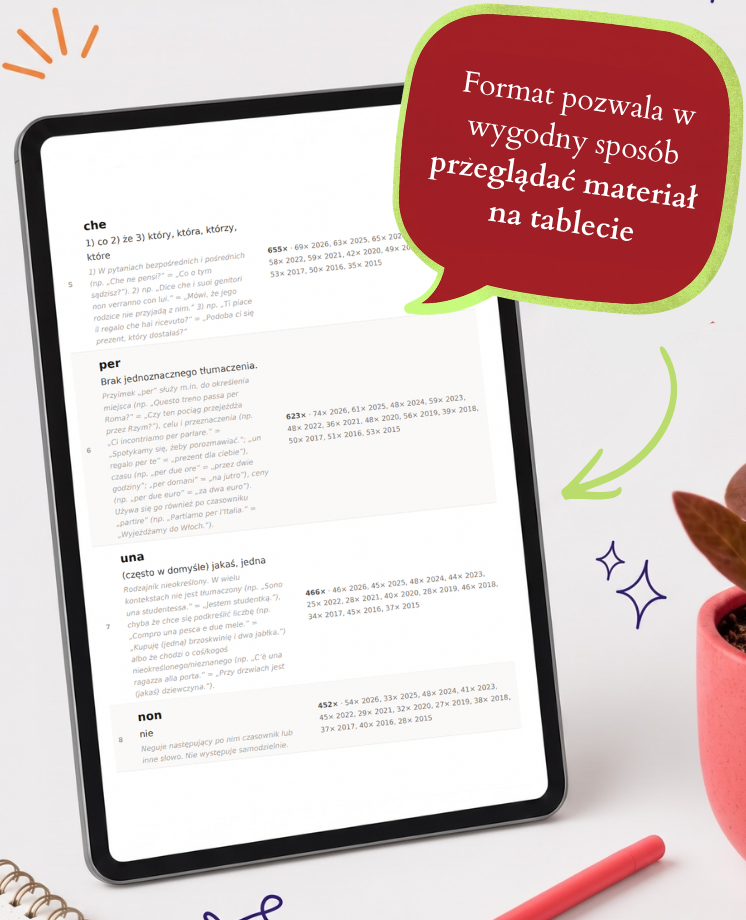 503 najczęściej powtarzające się słówka na maturze z włoskiego (poziom podstawowy)