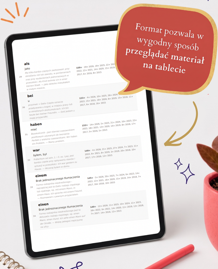 503 najczęściej powtarzające się słówka na maturze z niemieckiego (poziom podstawowy)