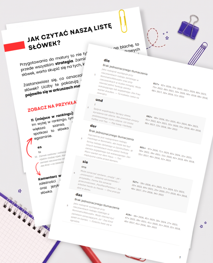 503 najczęściej powtarzające się słówka na maturze z niemieckiego (poziom podstawowy)
